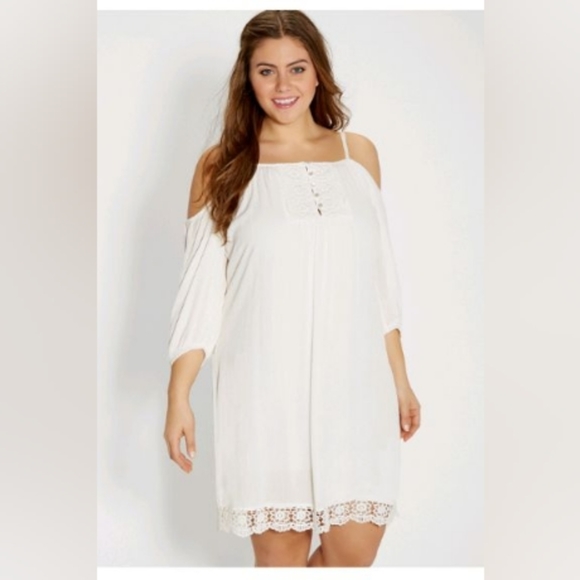 Maurices Dresses & Skirts - Must Bundle Sale! NWT Maurices Crinkle Peasant Off-Shoulder Dress w/Crochet Hem